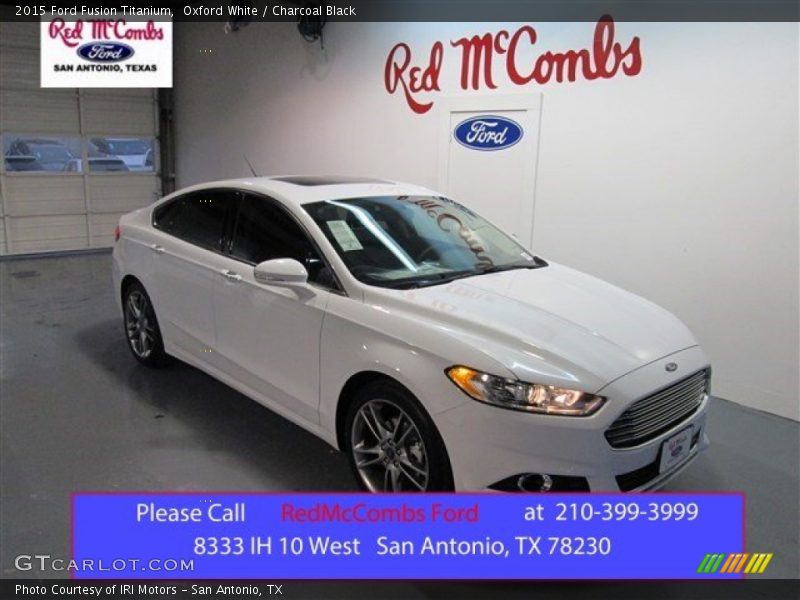 Oxford White / Charcoal Black 2015 Ford Fusion Titanium