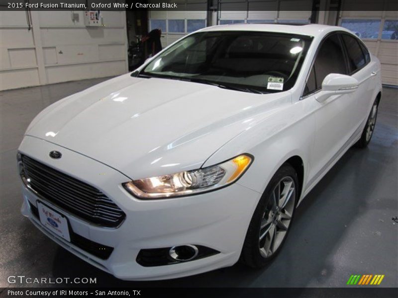 Oxford White / Charcoal Black 2015 Ford Fusion Titanium