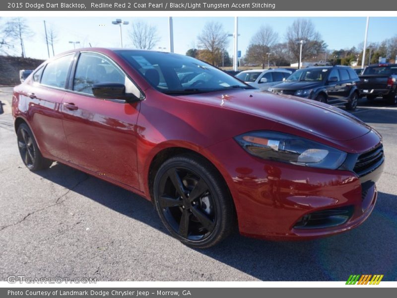 Redline Red 2 Coat Pearl / Black/Light Tungsten Accent Stitching 2015 Dodge Dart Blacktop