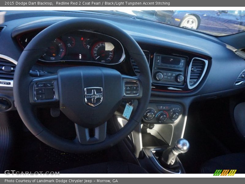 Redline Red 2 Coat Pearl / Black/Light Tungsten Accent Stitching 2015 Dodge Dart Blacktop
