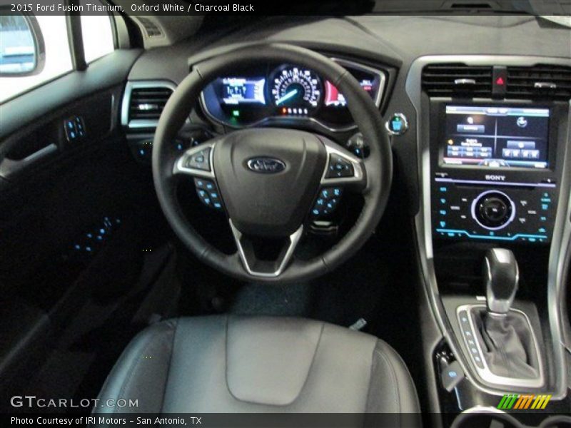 Oxford White / Charcoal Black 2015 Ford Fusion Titanium