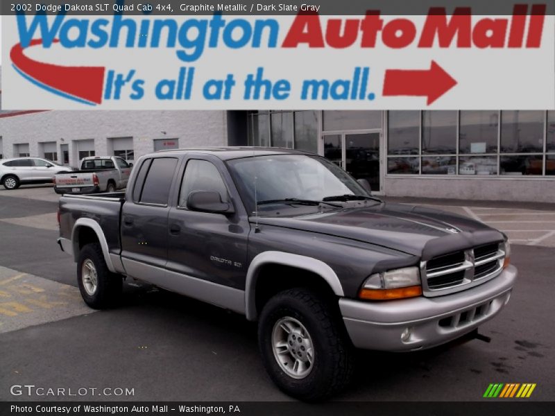 Graphite Metallic / Dark Slate Gray 2002 Dodge Dakota SLT Quad Cab 4x4
