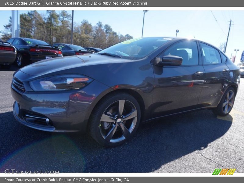 Granite Crystal Metallic / Black/Ruby Red Accent Stitching 2015 Dodge Dart GT