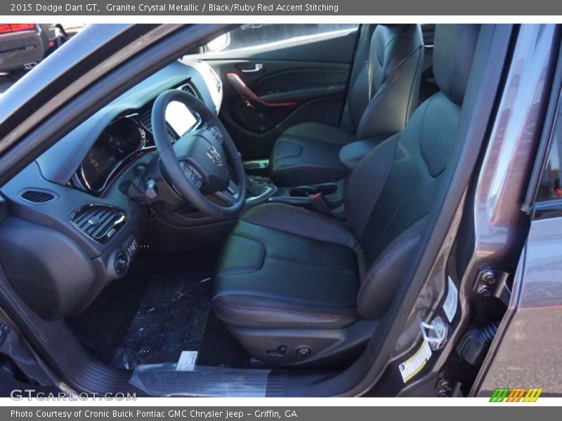 Granite Crystal Metallic / Black/Ruby Red Accent Stitching 2015 Dodge Dart GT