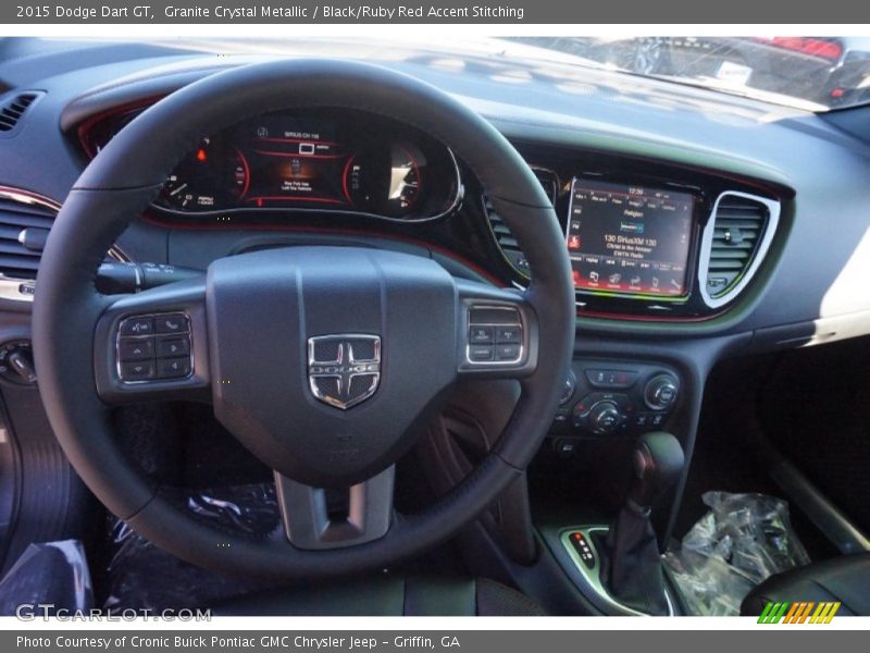 Granite Crystal Metallic / Black/Ruby Red Accent Stitching 2015 Dodge Dart GT
