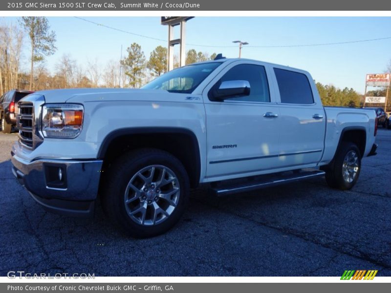 Summit White / Cocoa/Dune 2015 GMC Sierra 1500 SLT Crew Cab