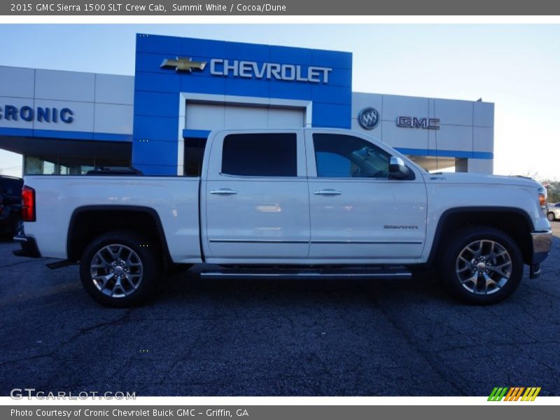 Summit White / Cocoa/Dune 2015 GMC Sierra 1500 SLT Crew Cab