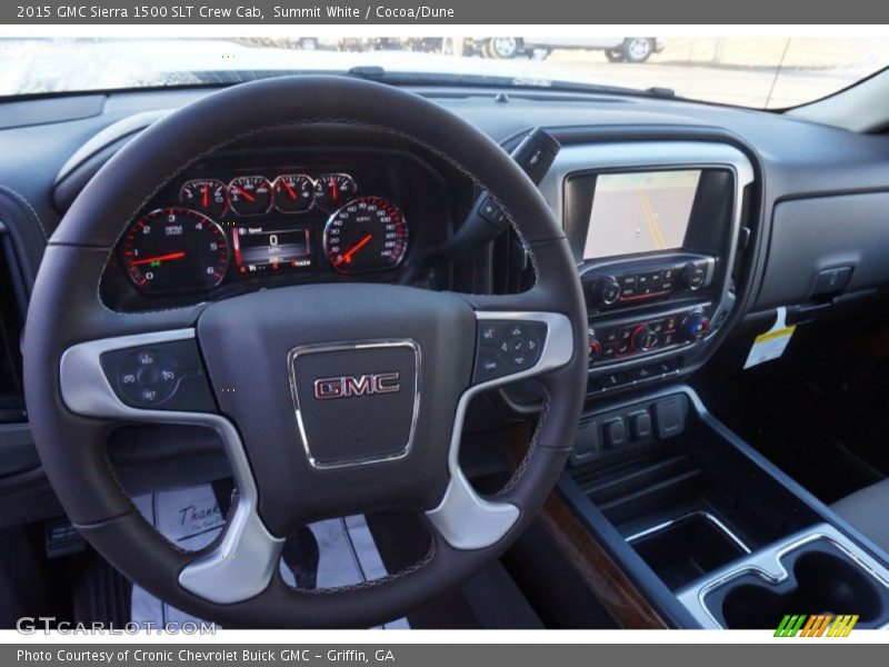 Summit White / Cocoa/Dune 2015 GMC Sierra 1500 SLT Crew Cab