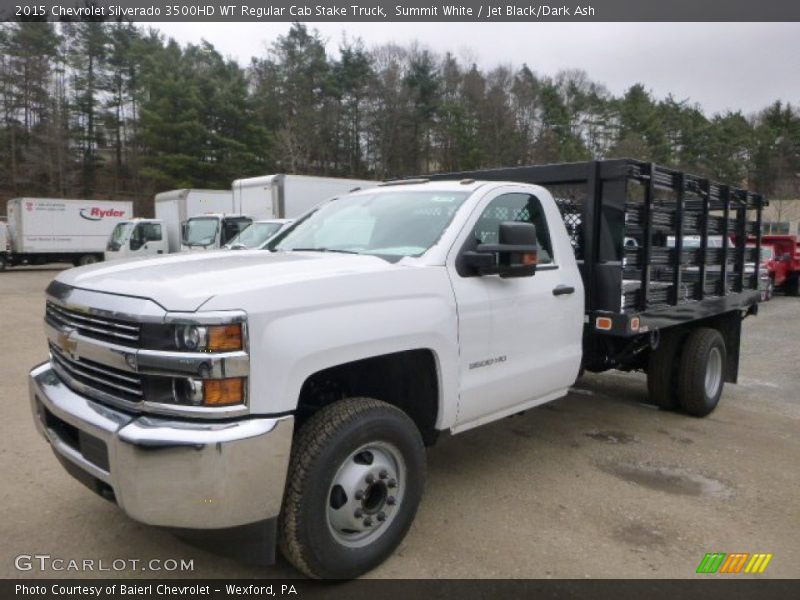 Summit White / Jet Black/Dark Ash 2015 Chevrolet Silverado 3500HD WT Regular Cab Stake Truck