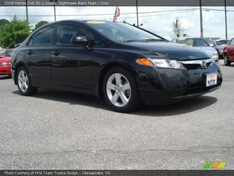 Nighthawk Black Pearl / Gray 2008 Honda Civic EX-L Sedan