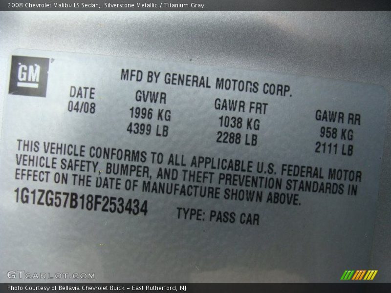Silverstone Metallic / Titanium Gray 2008 Chevrolet Malibu LS Sedan