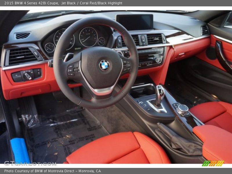 Jet Black / Coral Red/Black Highlight 2015 BMW 4 Series 428i Coupe