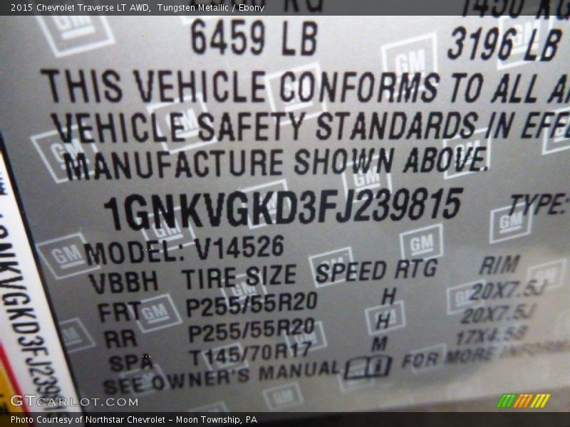Tungsten Metallic / Ebony 2015 Chevrolet Traverse LT AWD