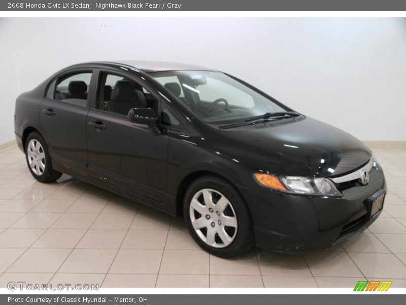 Nighthawk Black Pearl / Gray 2008 Honda Civic LX Sedan