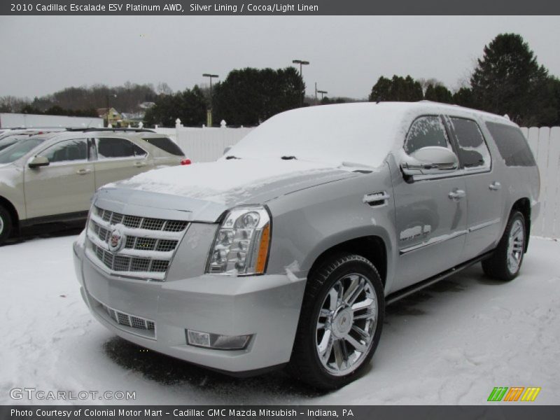 Silver Lining / Cocoa/Light Linen 2010 Cadillac Escalade ESV Platinum AWD