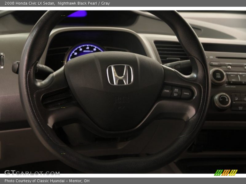 Nighthawk Black Pearl / Gray 2008 Honda Civic LX Sedan