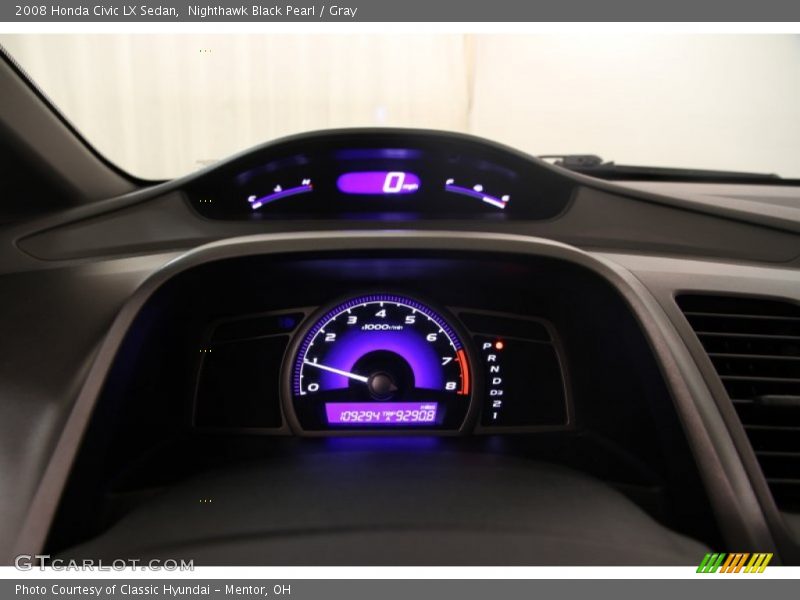Nighthawk Black Pearl / Gray 2008 Honda Civic LX Sedan