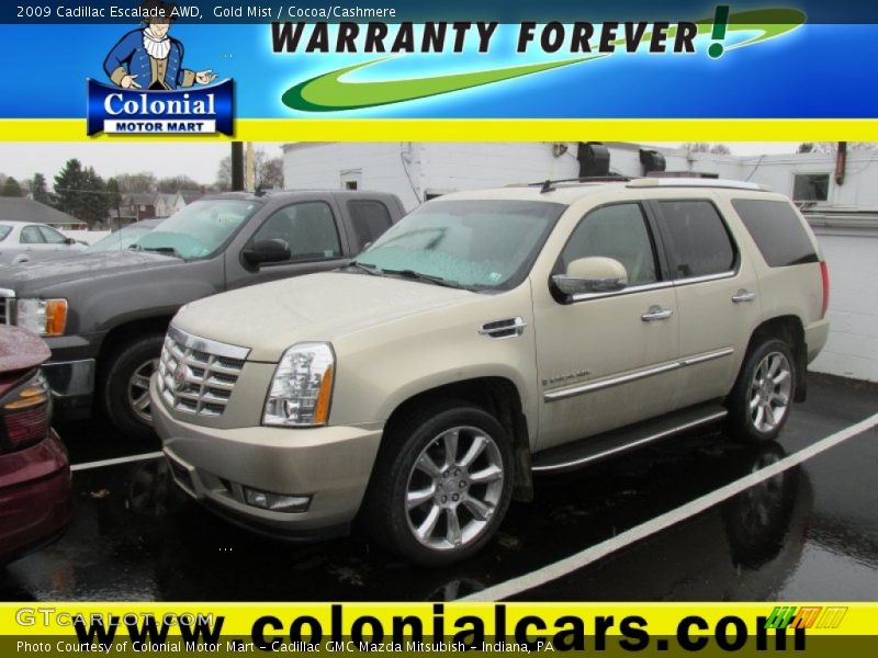 Gold Mist / Cocoa/Cashmere 2009 Cadillac Escalade AWD