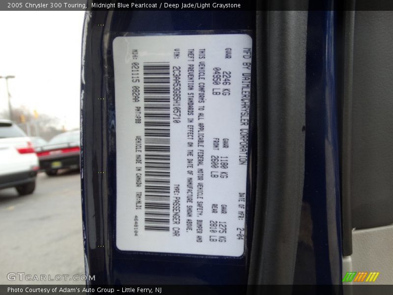 Midnight Blue Pearlcoat / Deep Jade/Light Graystone 2005 Chrysler 300 Touring