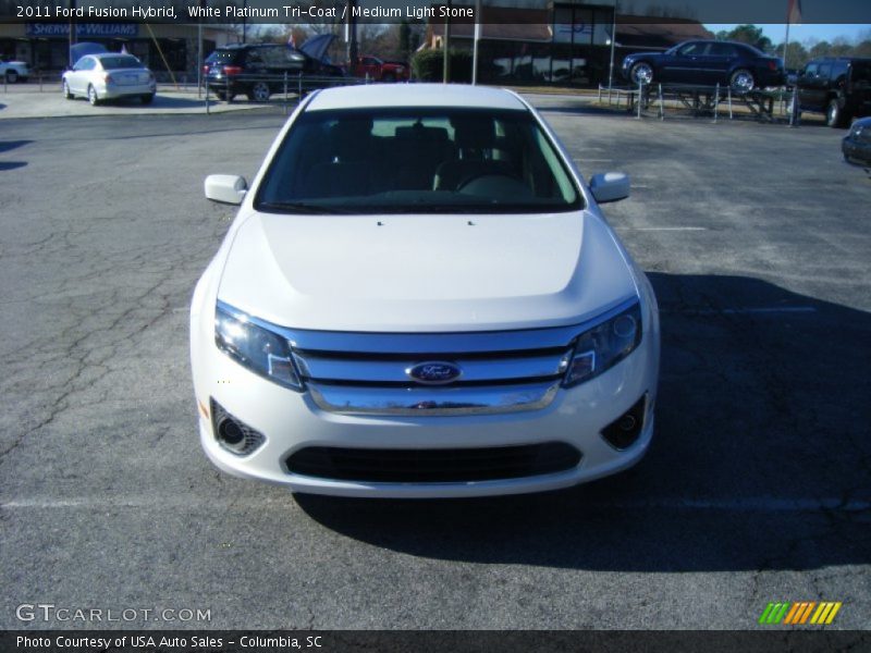 White Platinum Tri-Coat / Medium Light Stone 2011 Ford Fusion Hybrid