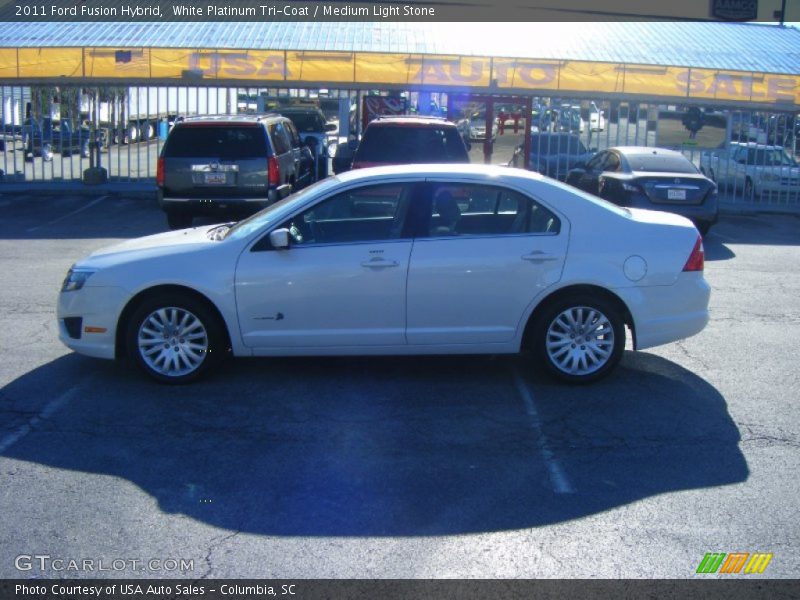 White Platinum Tri-Coat / Medium Light Stone 2011 Ford Fusion Hybrid
