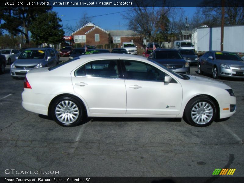 White Platinum Tri-Coat / Medium Light Stone 2011 Ford Fusion Hybrid