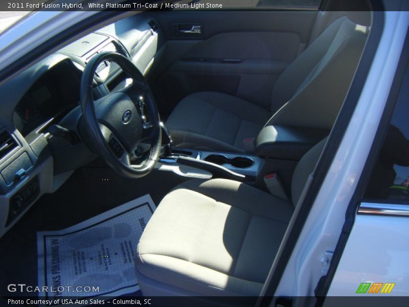 White Platinum Tri-Coat / Medium Light Stone 2011 Ford Fusion Hybrid