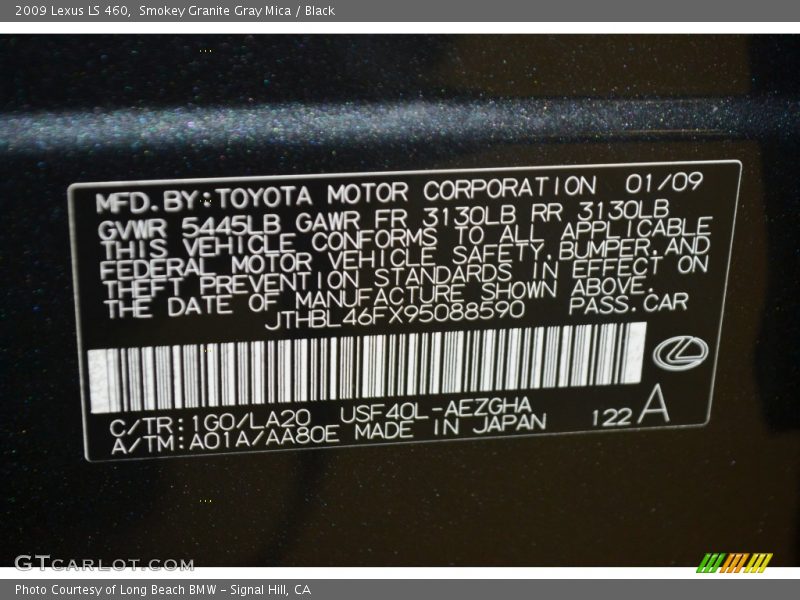 Smokey Granite Gray Mica / Black 2009 Lexus LS 460