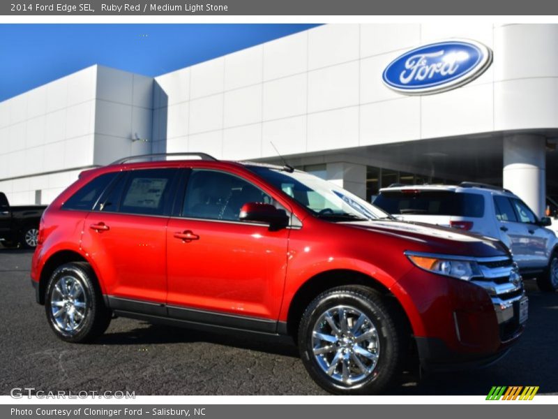 Ruby Red / Medium Light Stone 2014 Ford Edge SEL