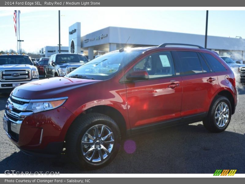 Ruby Red / Medium Light Stone 2014 Ford Edge SEL