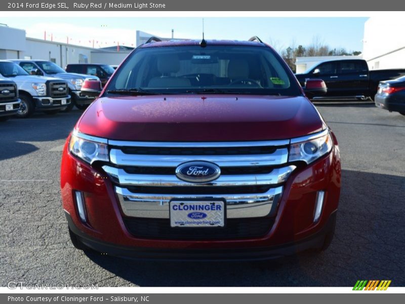 Ruby Red / Medium Light Stone 2014 Ford Edge SEL