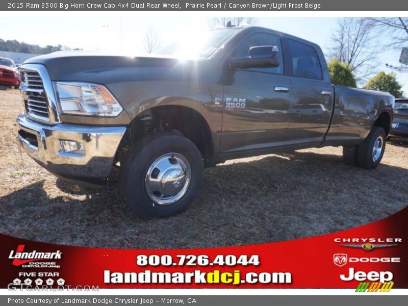 Prairie Pearl / Canyon Brown/Light Frost Beige 2015 Ram 3500 Big Horn Crew Cab 4x4 Dual Rear Wheel
