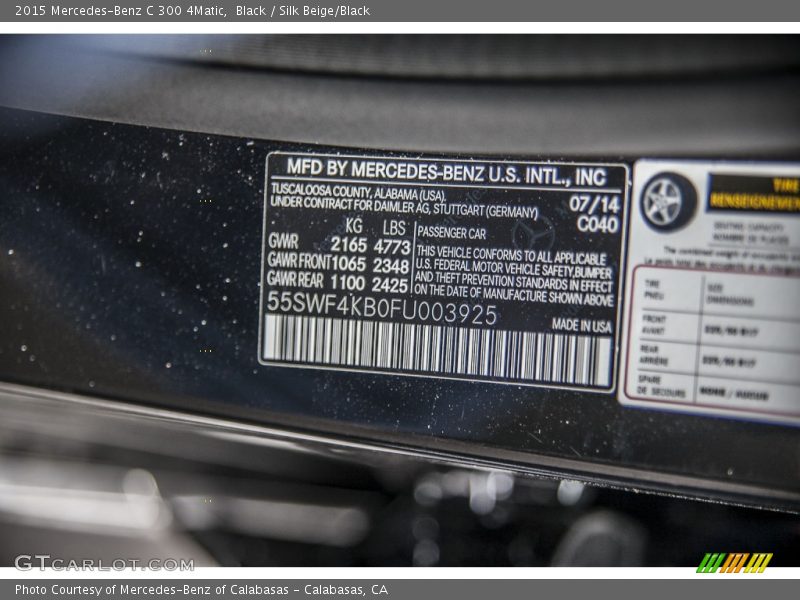 Black / Silk Beige/Black 2015 Mercedes-Benz C 300 4Matic
