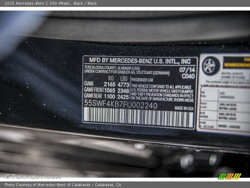 Black / Black 2015 Mercedes-Benz C 300 4Matic