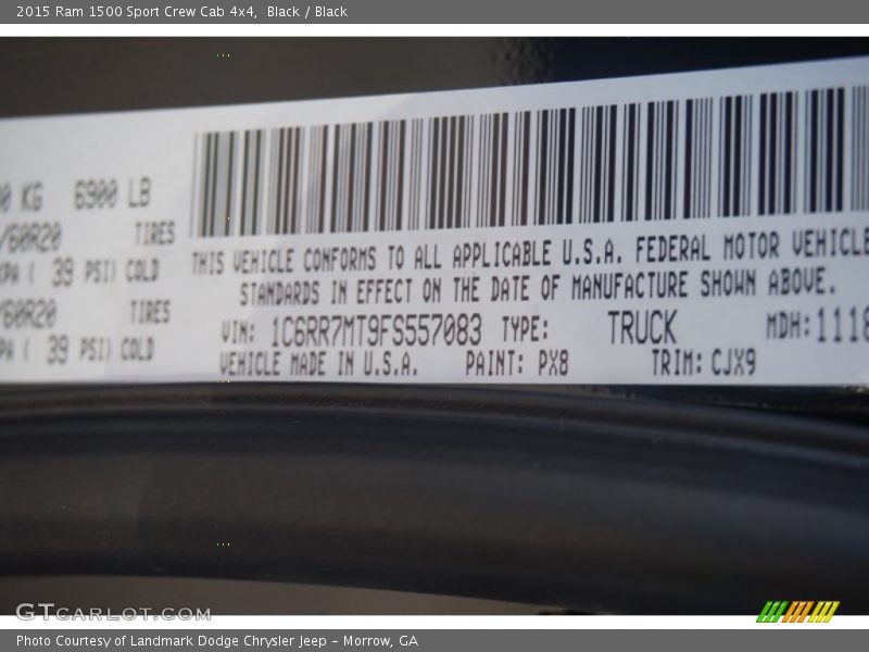 2015 1500 Sport Crew Cab 4x4 Black Color Code PX8