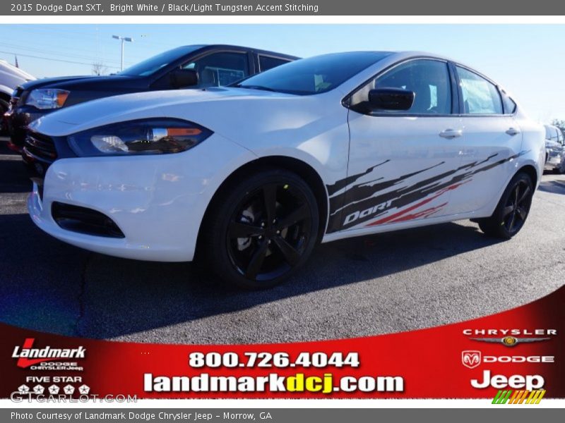 Bright White / Black/Light Tungsten Accent Stitching 2015 Dodge Dart SXT