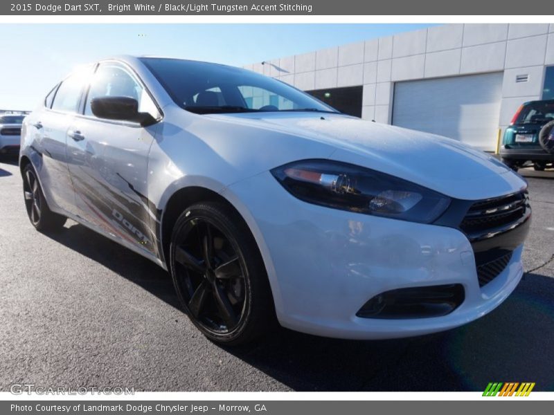 Bright White / Black/Light Tungsten Accent Stitching 2015 Dodge Dart SXT