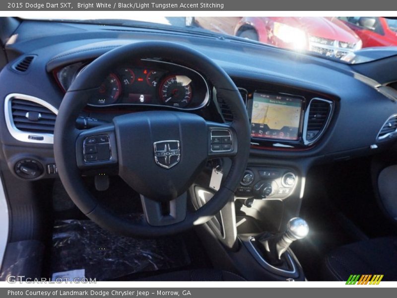 Bright White / Black/Light Tungsten Accent Stitching 2015 Dodge Dart SXT