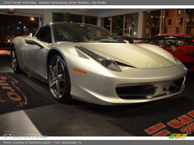 Argento Nurburgring (Silver Metallic) / Blu Medio 2012 Ferrari 458 Italia