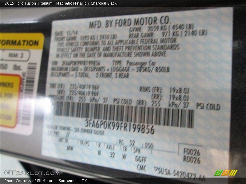 Magnetic Metallic / Charcoal Black 2015 Ford Fusion Titanium