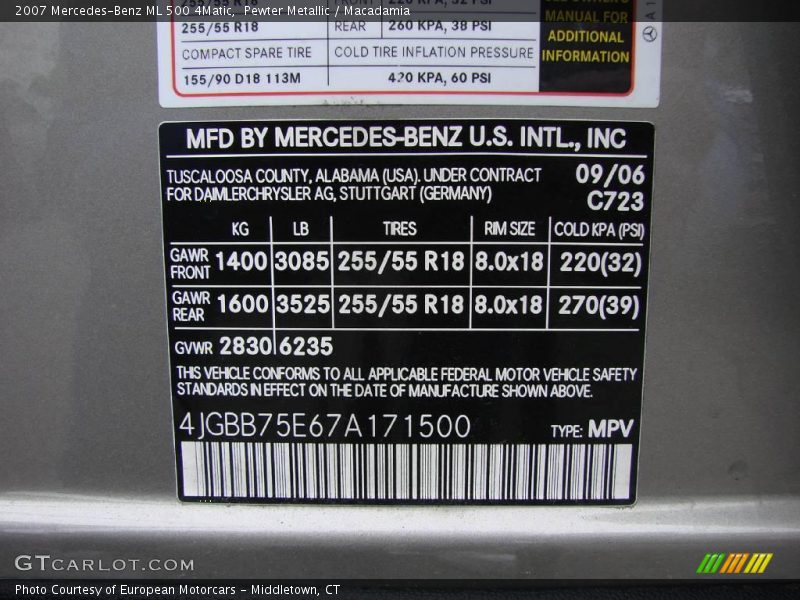 Pewter Metallic / Macadamia 2007 Mercedes-Benz ML 500 4Matic