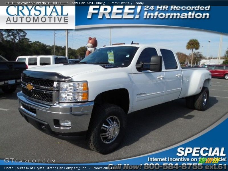 Summit White / Ebony 2011 Chevrolet Silverado 3500HD LTZ Crew Cab 4x4 Dually