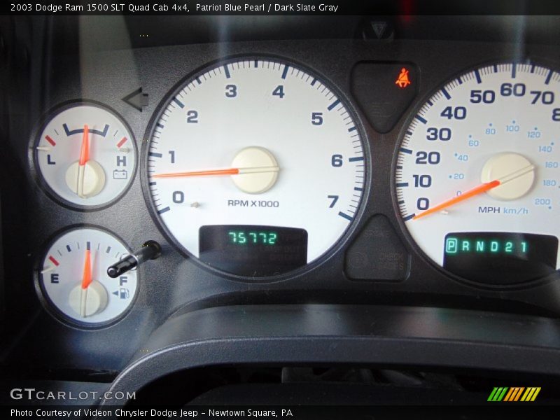 Patriot Blue Pearl / Dark Slate Gray 2003 Dodge Ram 1500 SLT Quad Cab 4x4