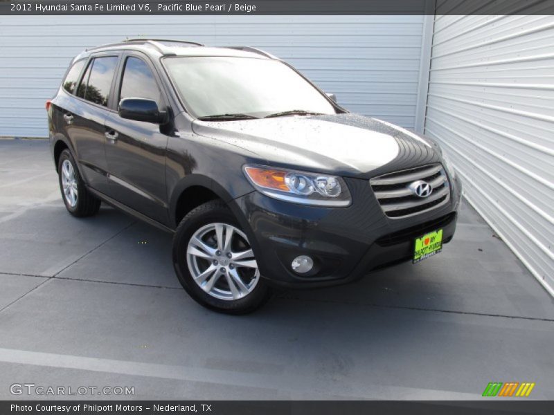 Pacific Blue Pearl / Beige 2012 Hyundai Santa Fe Limited V6