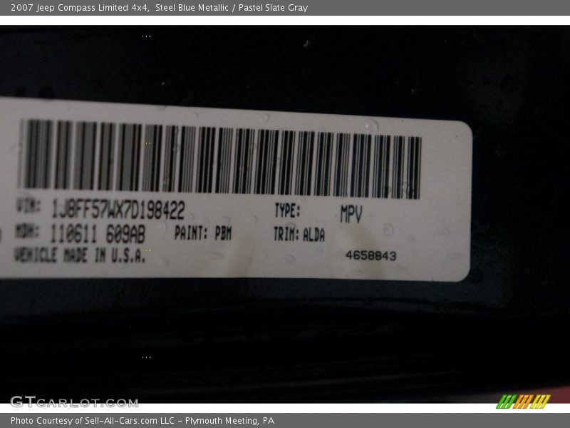 Steel Blue Metallic / Pastel Slate Gray 2007 Jeep Compass Limited 4x4