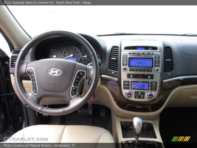 Pacific Blue Pearl / Beige 2012 Hyundai Santa Fe Limited V6