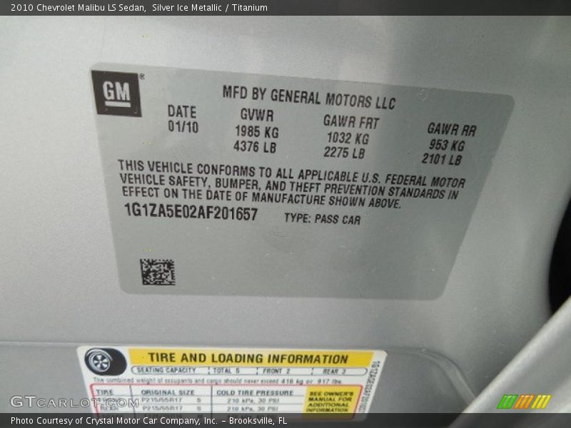 Silver Ice Metallic / Titanium 2010 Chevrolet Malibu LS Sedan