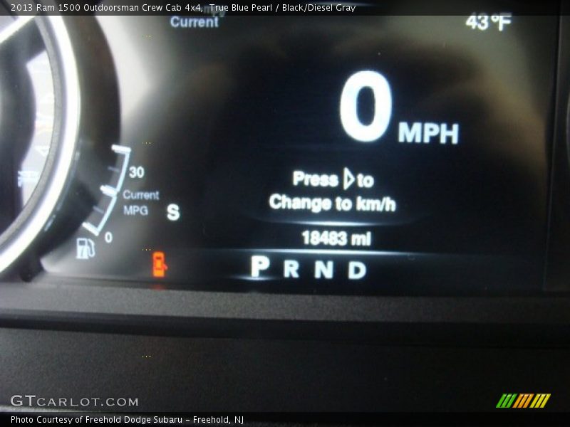 True Blue Pearl / Black/Diesel Gray 2013 Ram 1500 Outdoorsman Crew Cab 4x4