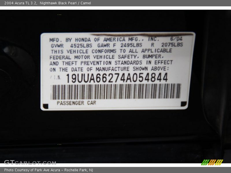 Nighthawk Black Pearl / Camel 2004 Acura TL 3.2
