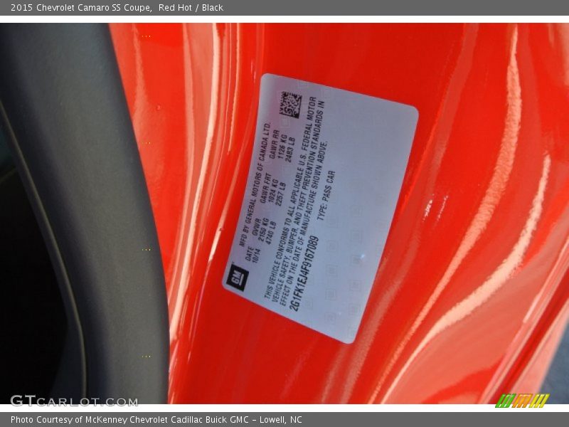 Red Hot / Black 2015 Chevrolet Camaro SS Coupe
